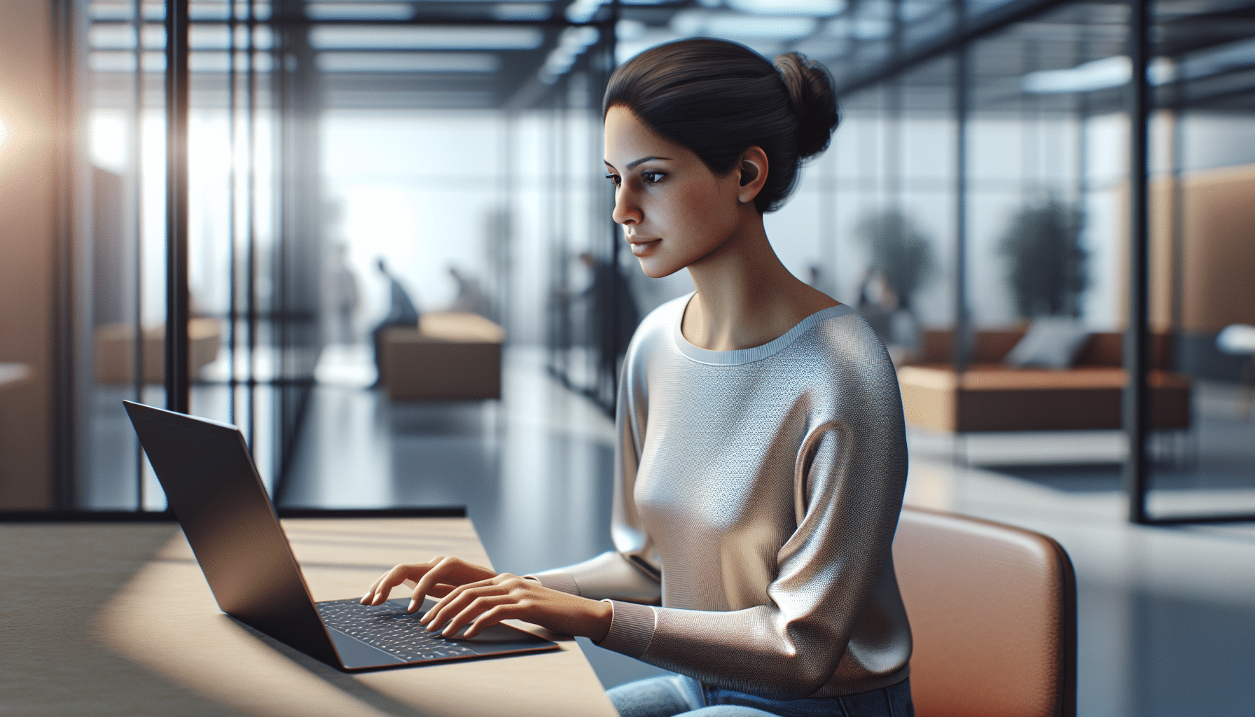 Junger Mensch bei KI-Prompter-Ausbildung im modernen BĂĽro