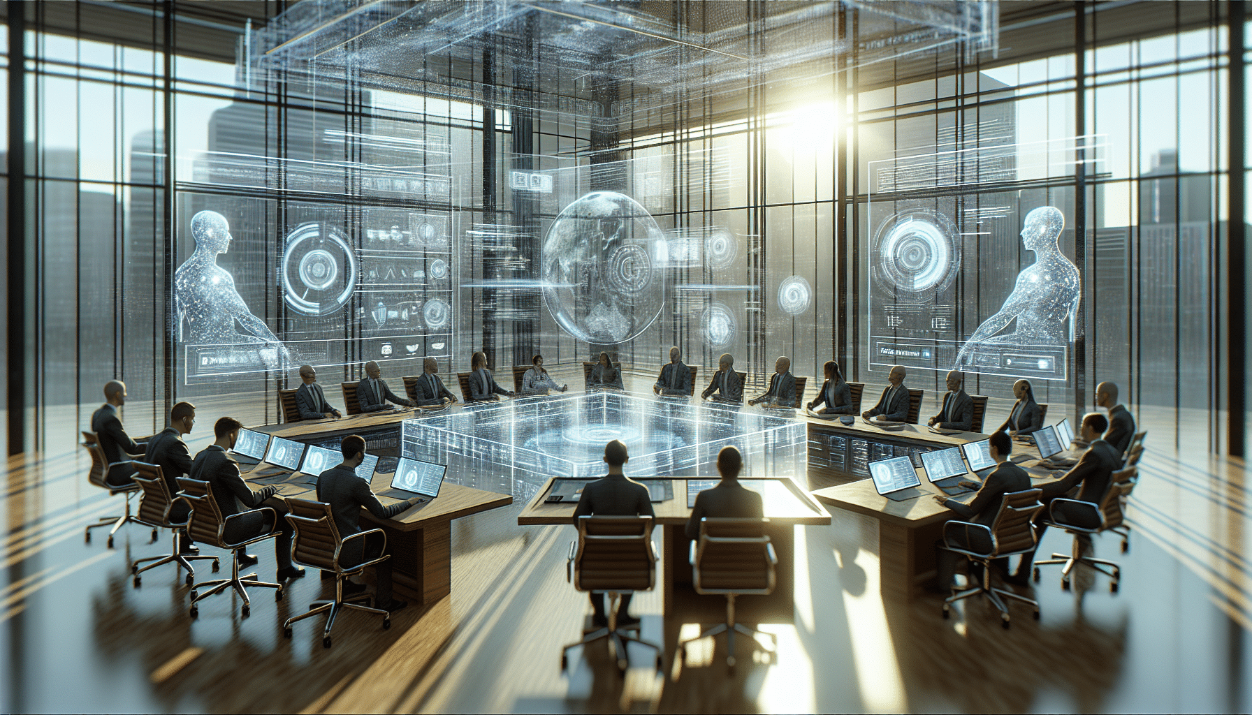 Ein politisches Meeting mit KI-gesteuerten Hologrammen