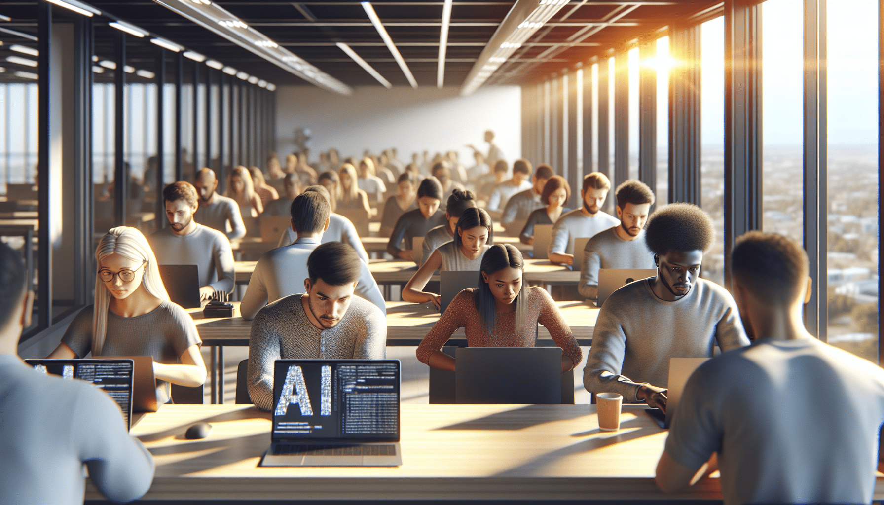 Konzentration auf KI-Jobs lernen im modernen Klassenzimmer