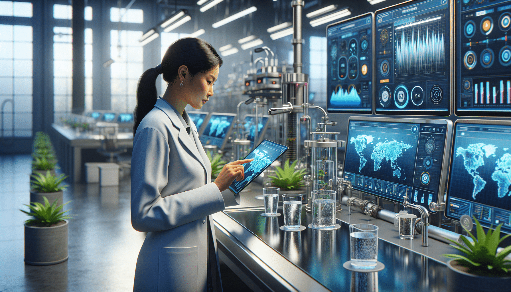 Ecolab-Labor, KI-gestützte Wassereinsparungstechnologie im Einsatz