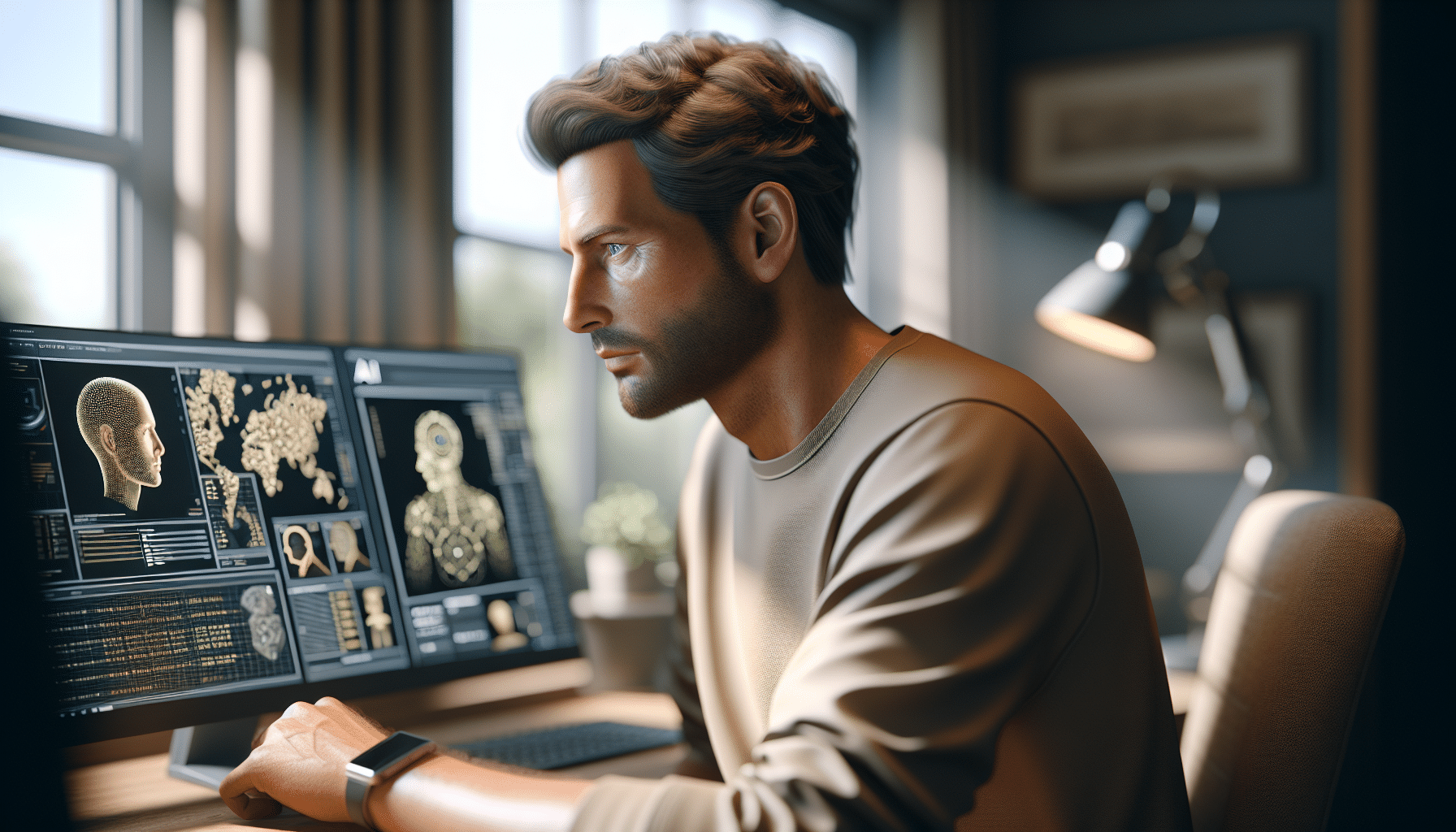 AI-Consultant arbeitet an Projekten mit Laptop