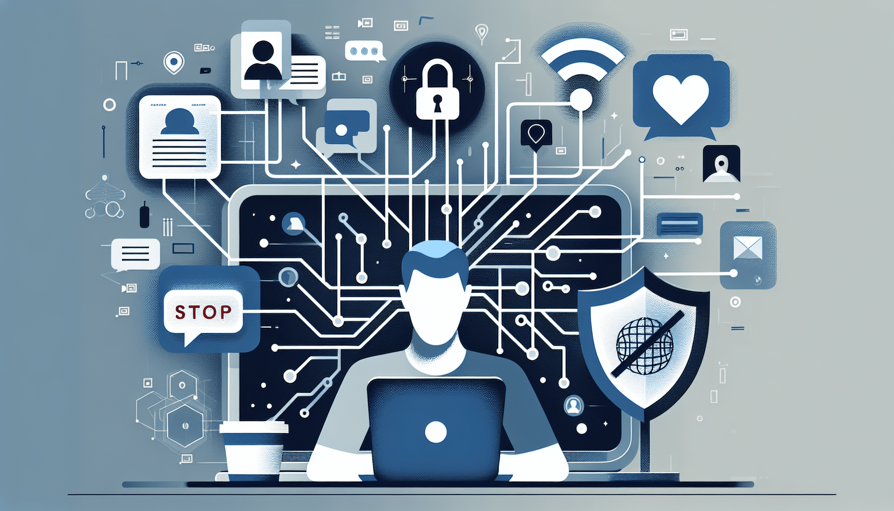 Meta KI-Training, Datenschutzillustration mit Datensymbolen