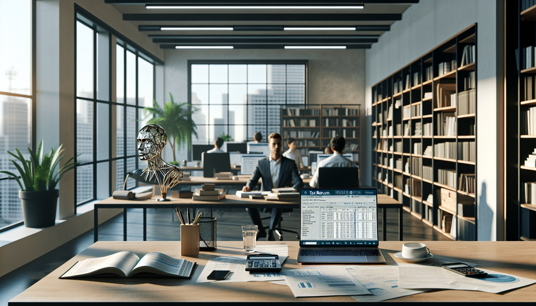KI-unterstützte Steuererklärung im modernen Büro