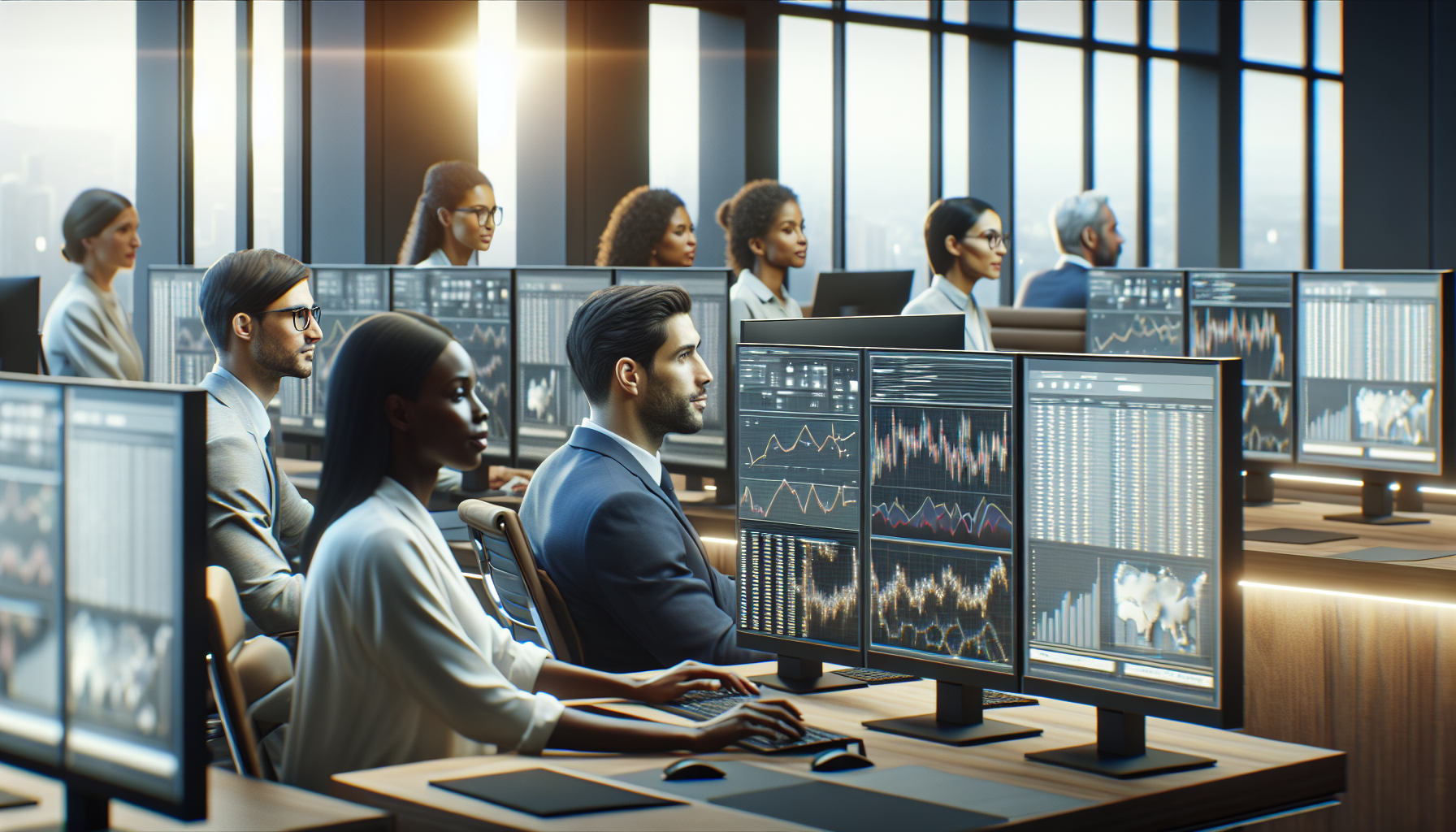 Team analysiert KI-Daten im Finanzmanagement-Büro