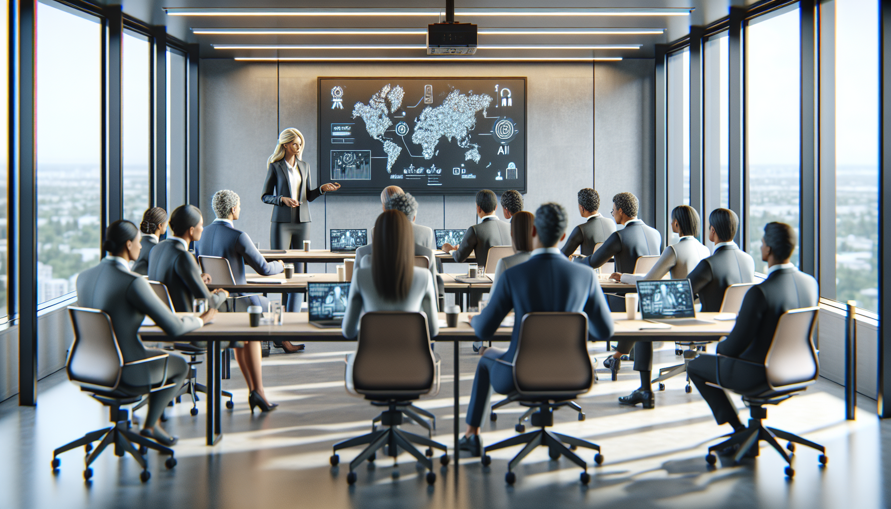 Konferenzraum mit KI-Rechtskurs für Unternehmer*innen