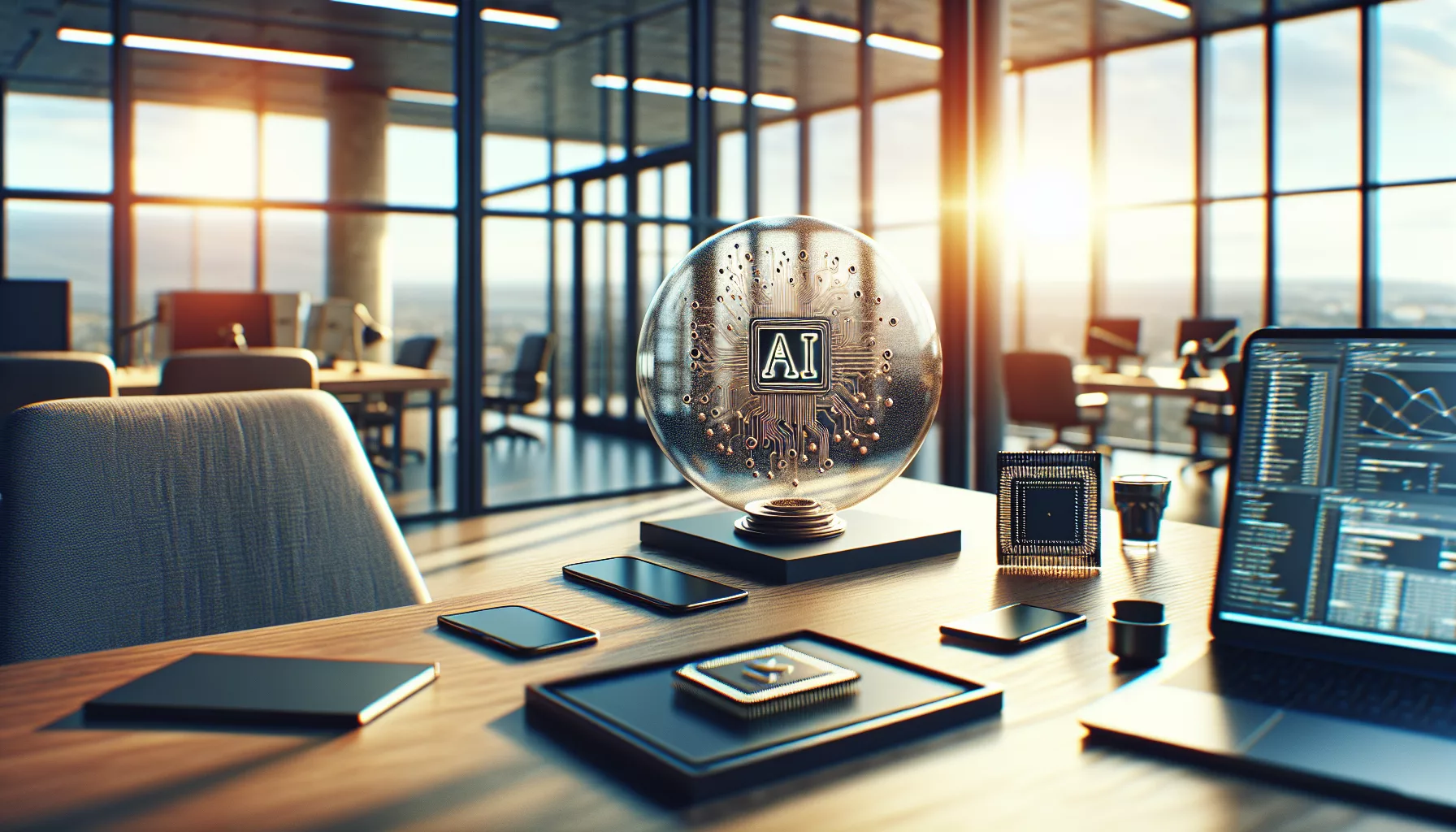 KI-Blase schwebt über technischem Equipment