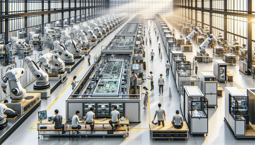 Moderne KI-Fabrik mit nachhaltiger Produktion