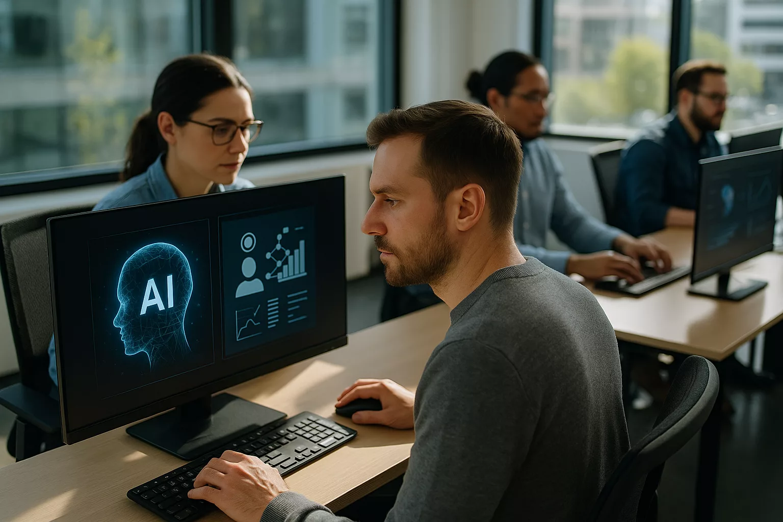 Teamarbeit an KI und Identity Management-Systemen