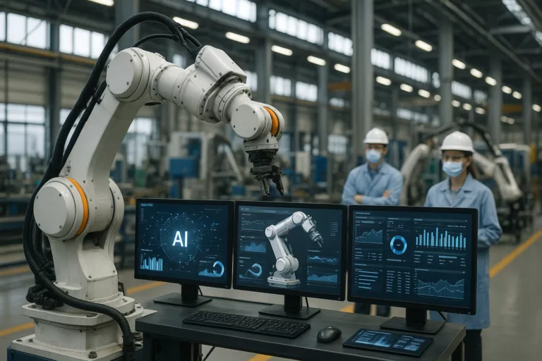 Alt-Tag: Rebound-Effekt KI in moderner Produktionshalle