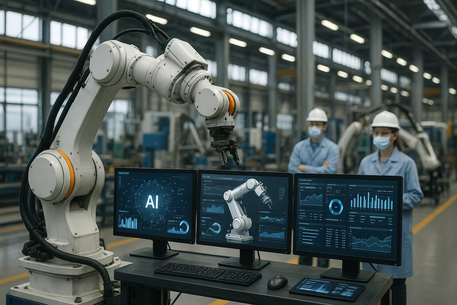 Alt-Tag: Rebound-Effekt KI in moderner Produktionshalle