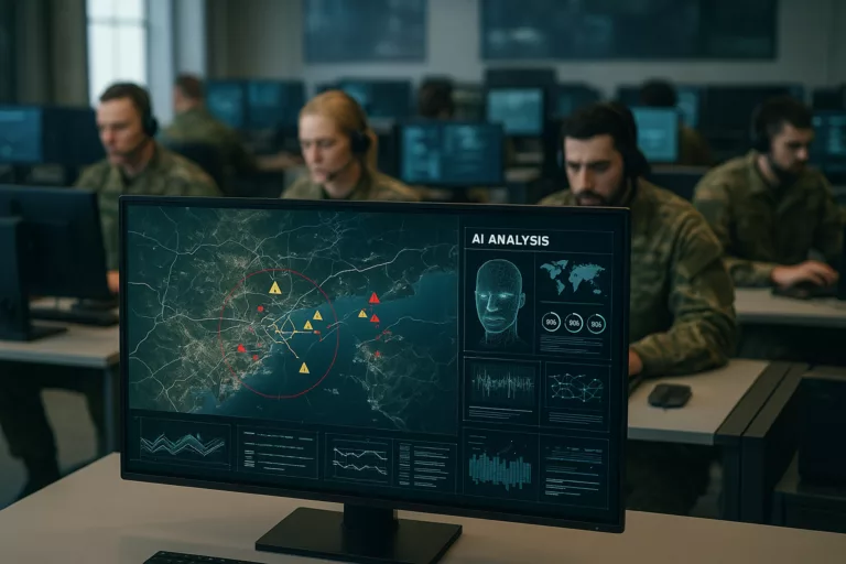 Ein Militärkommandoraum mit KI-Technologien