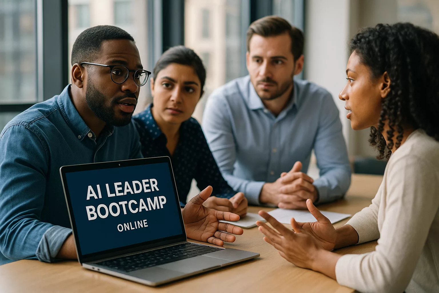Menschen im Austausch beim AI Leader Bootcamp online